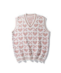 【HOOK】古着風レトロ柄・幾何学模様・ボーダー柄・ 配色ベスト