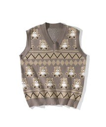 【HOOK】古着風レトロ柄・幾何学模様・ボーダー柄・ 配色ベスト