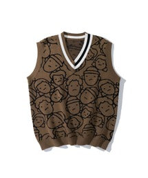 【HOOK】古着風レトロ柄・幾何学模様・ボーダー柄・ 配色ベスト