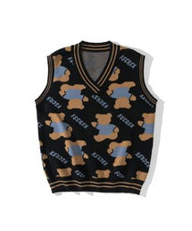 【HOOK】古着風レトロ柄・幾何学模様・ボーダー柄・ 配色ベスト