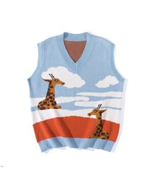 【HOOK】古着風レトロ柄・幾何学模様・ボーダー柄・ 配色ベスト