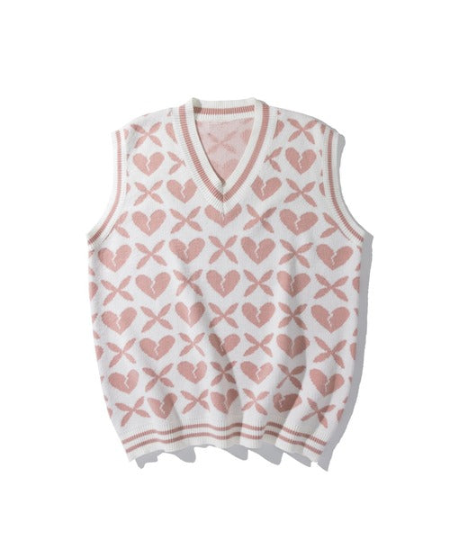 【HOOK】古着風レトロ柄・幾何学模様・ボーダー柄・ 配色ベスト