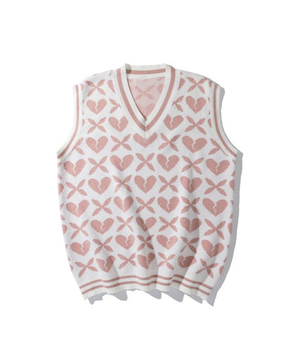 【HOOK】古着風レトロ柄・幾何学模様・ボーダー柄・ 配色ベスト