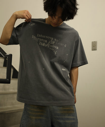 HOOK タイプライター × ペイントスプラッシュ ウォッシュ オーバーサイズT (SS)