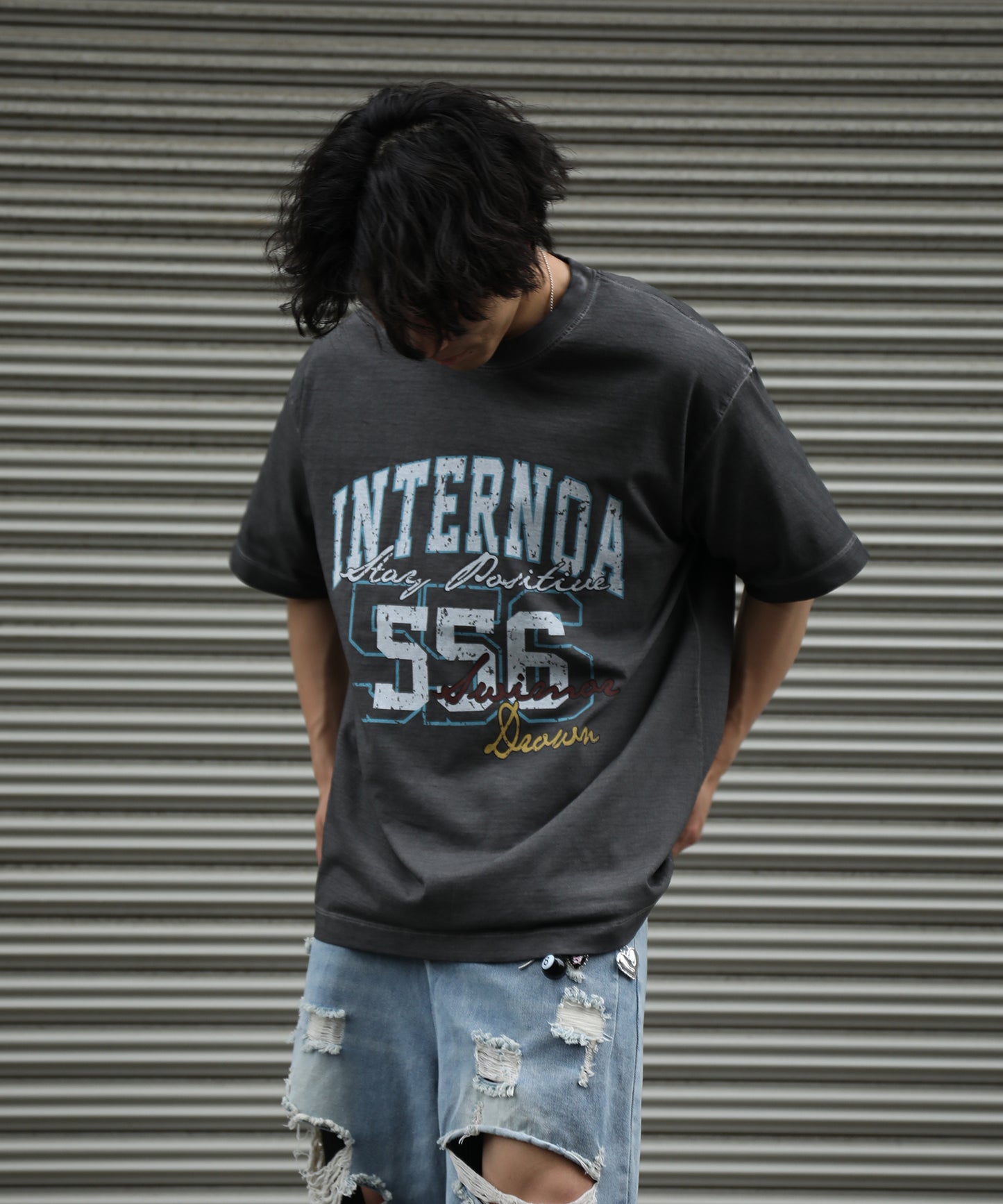 HOOK カレッジ × ナンバリング ウォッシュ オーバーサイズT (SS)