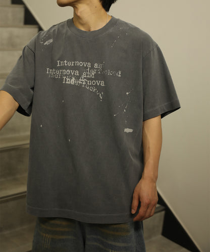 HOOK タイプライター × ペイントスプラッシュ ウォッシュ オーバーサイズT (SS)