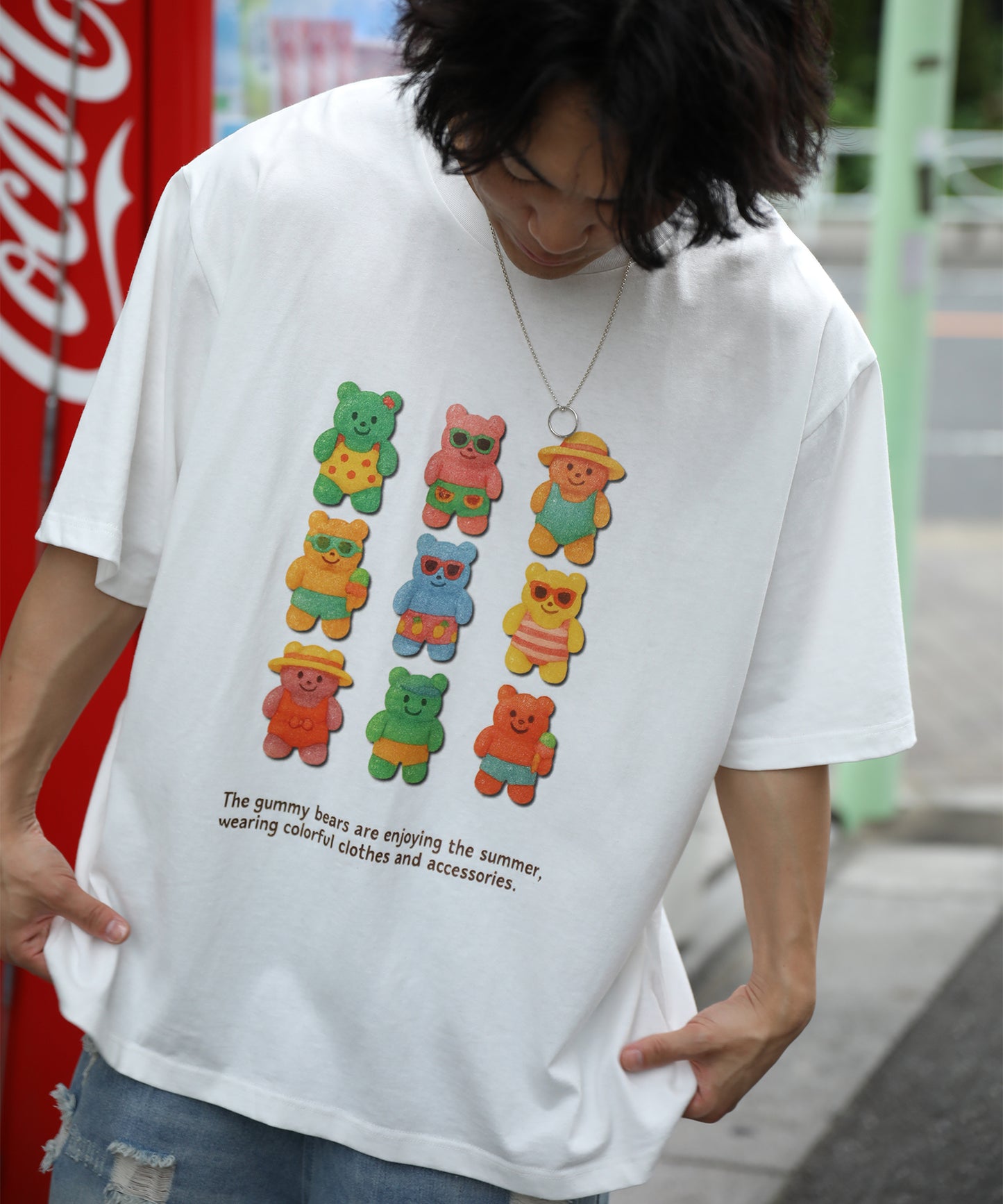 HOOK -original-　ベアグミプリント ビッグシルエットTシャツ