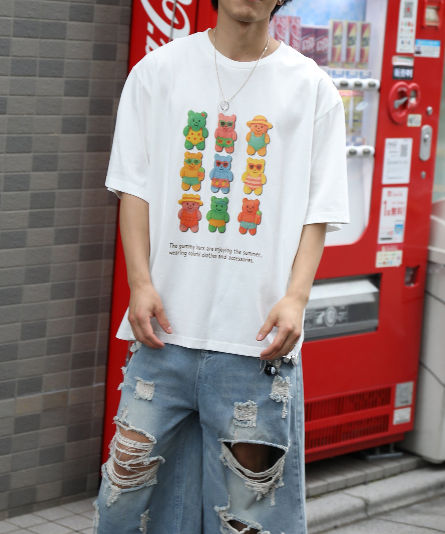 HOOK -original-　ベアグミプリント ビッグシルエットTシャツ