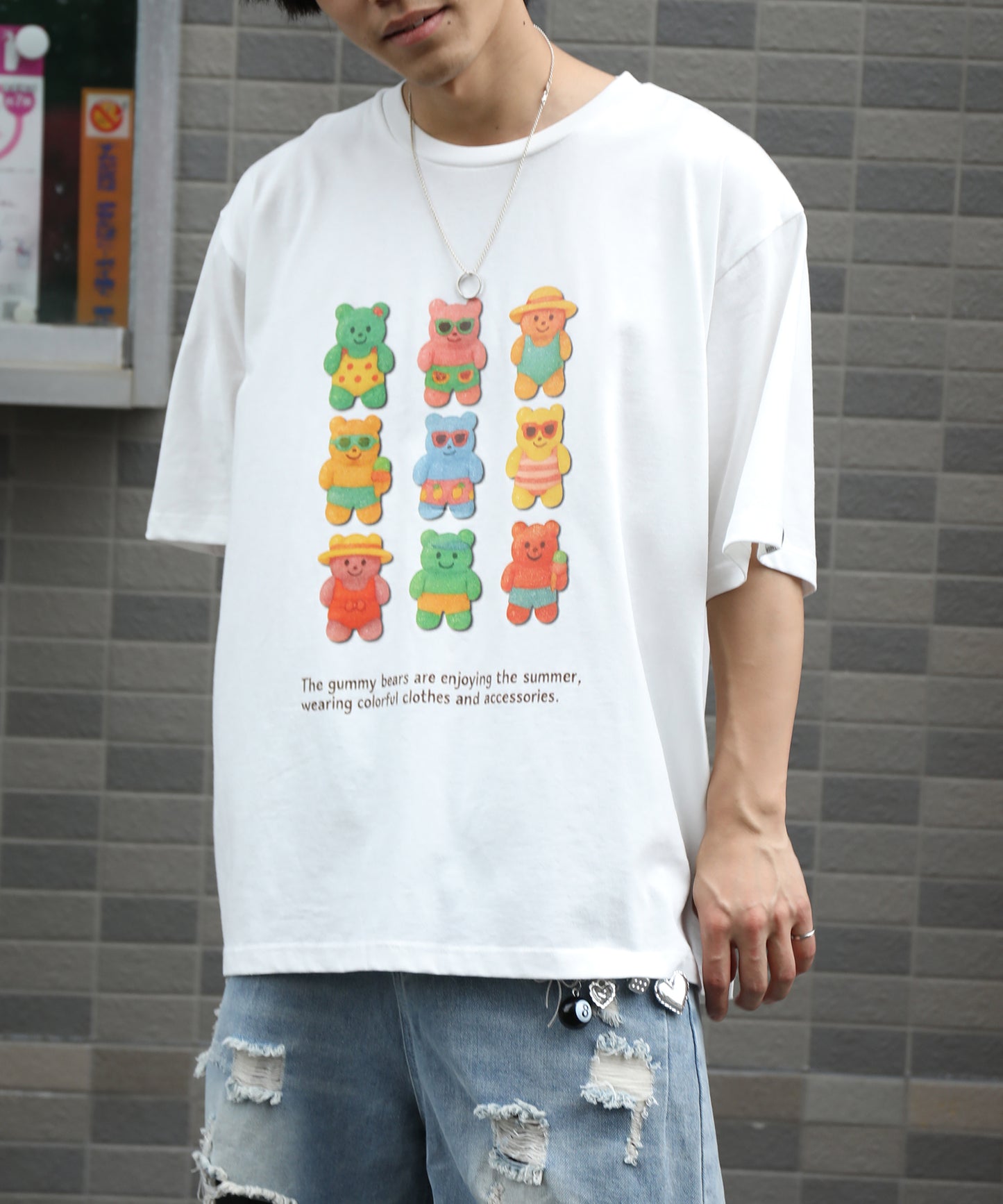 HOOK -original-　ベアグミプリント ビッグシルエットTシャツ