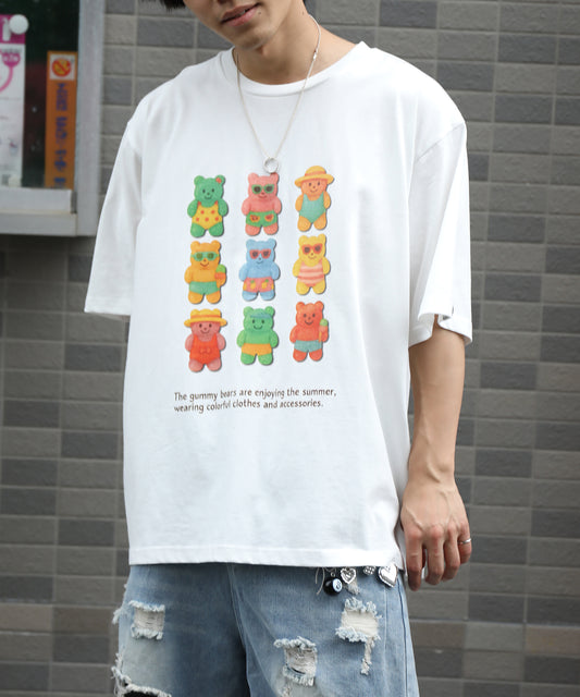 HOOK -original-　ベアグミプリント ビッグシルエットTシャツ