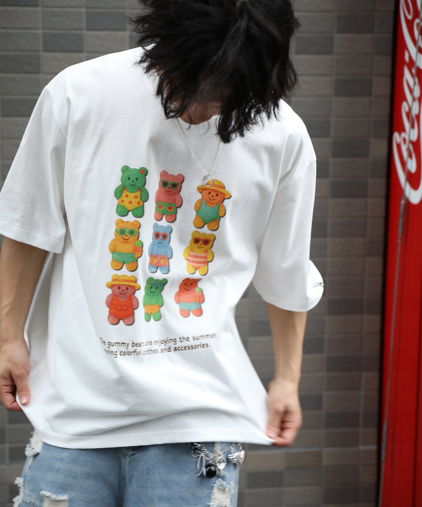 HOOK -original-　ベアグミプリント ビッグシルエットTシャツ