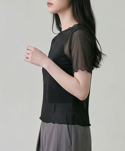 aimoha/シアーメロウ半袖トップス
