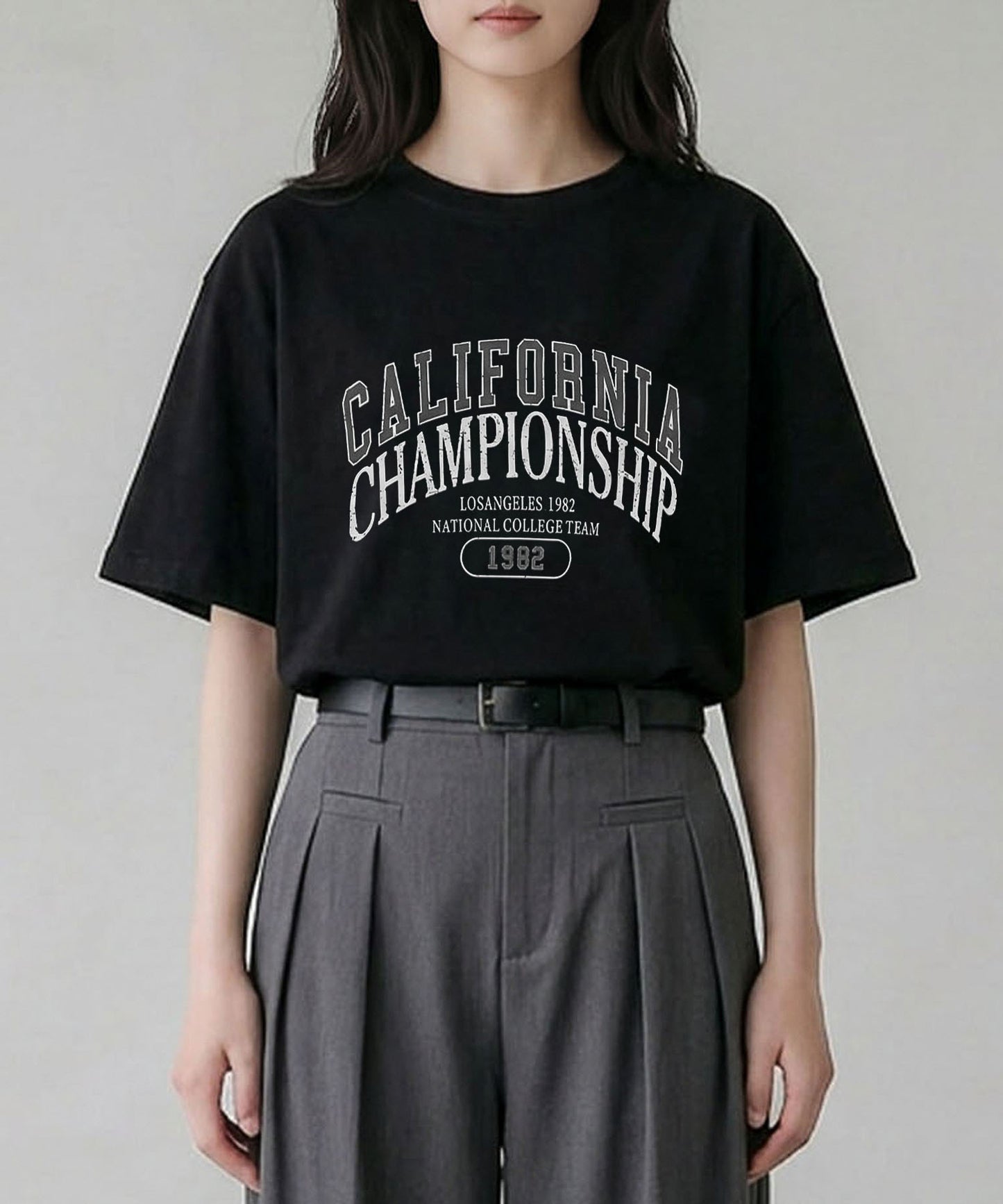 aimoha/カレッジロゴプリントTシャツ