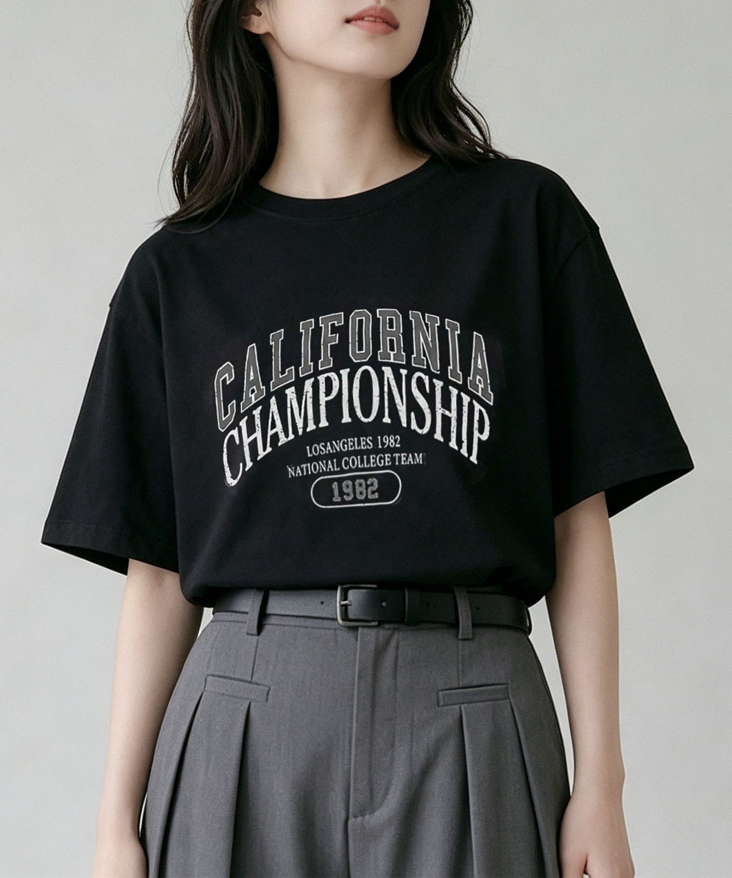 aimoha/カレッジロゴプリントTシャツ