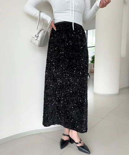 【Jasmine】スパンコールベロアロングスカート