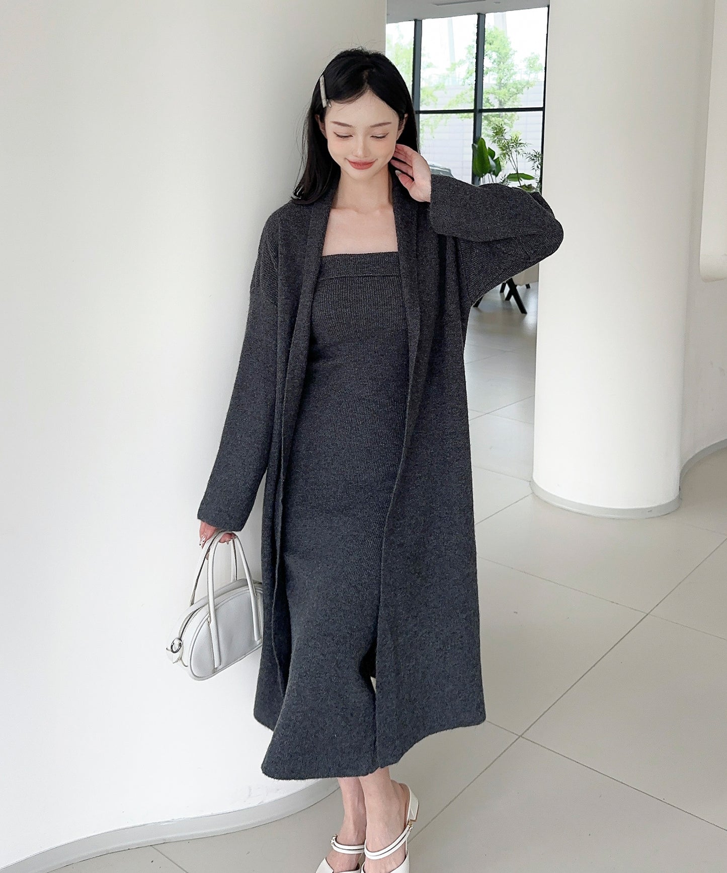 【Jasmine】ニットチューブワンピース＋ロングカーディガン