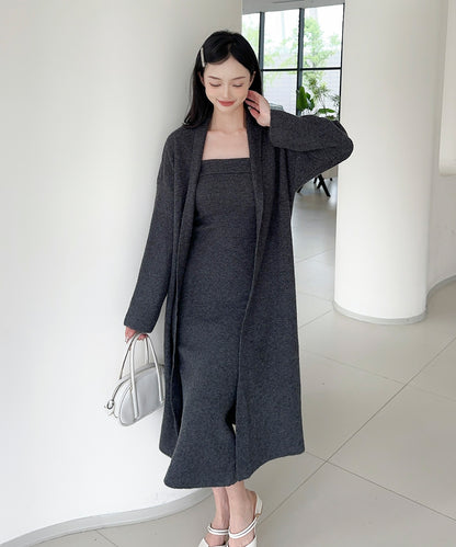 【Jasmine】ニットチューブワンピース＋ロングカーディガン