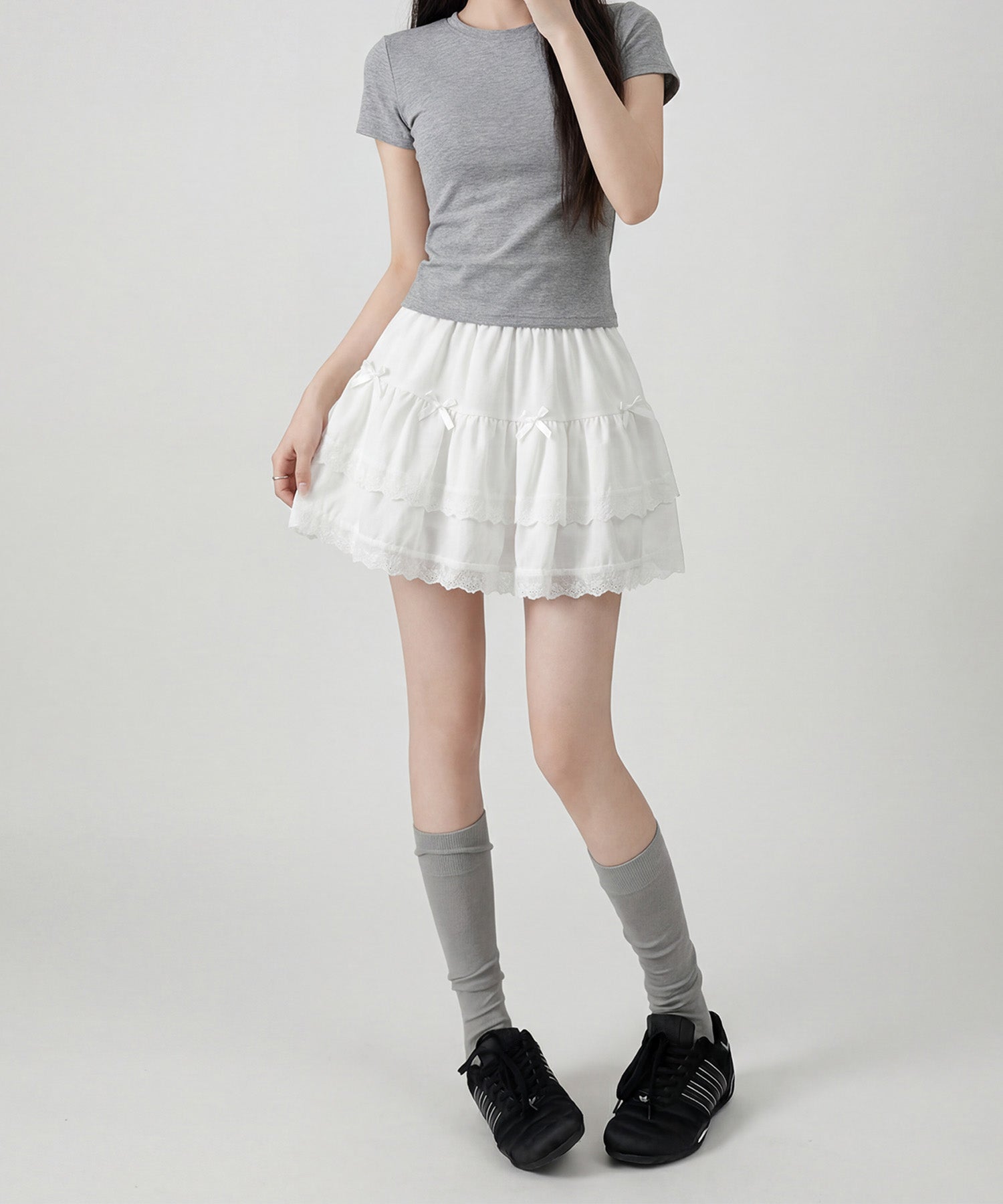 HOOK for girls　フリルレースティアードミニスカート