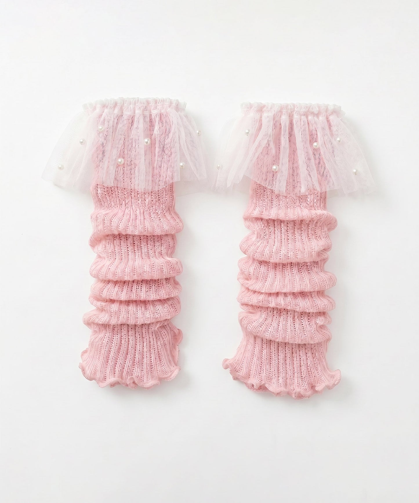 HOOK for girls くしゅくしゅ シアーニット レッグウォーマー コットン 春夏 バレエコア