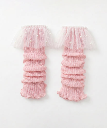 HOOK for girls くしゅくしゅ シアーニット レッグウォーマー コットン 春夏 バレエコア