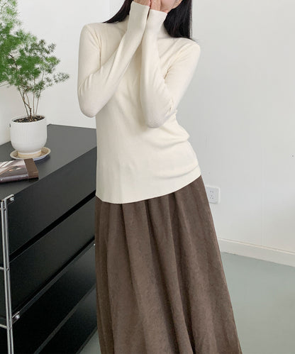 aimoha/無地モックネックニットソートップス