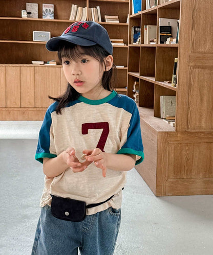 【aimoha-KIDS-】ナンバープリントラグランTシャツ