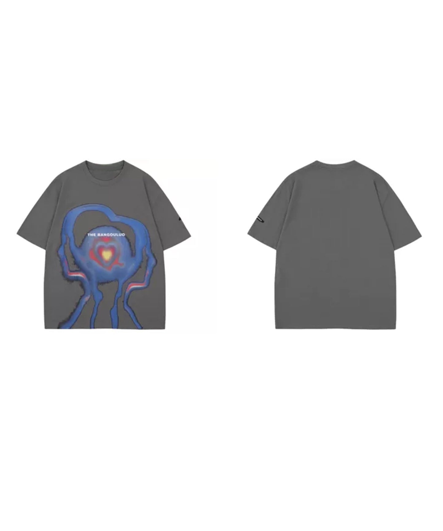 【HOOK】個性派抽象画プリント半袖ビッグTシャツ