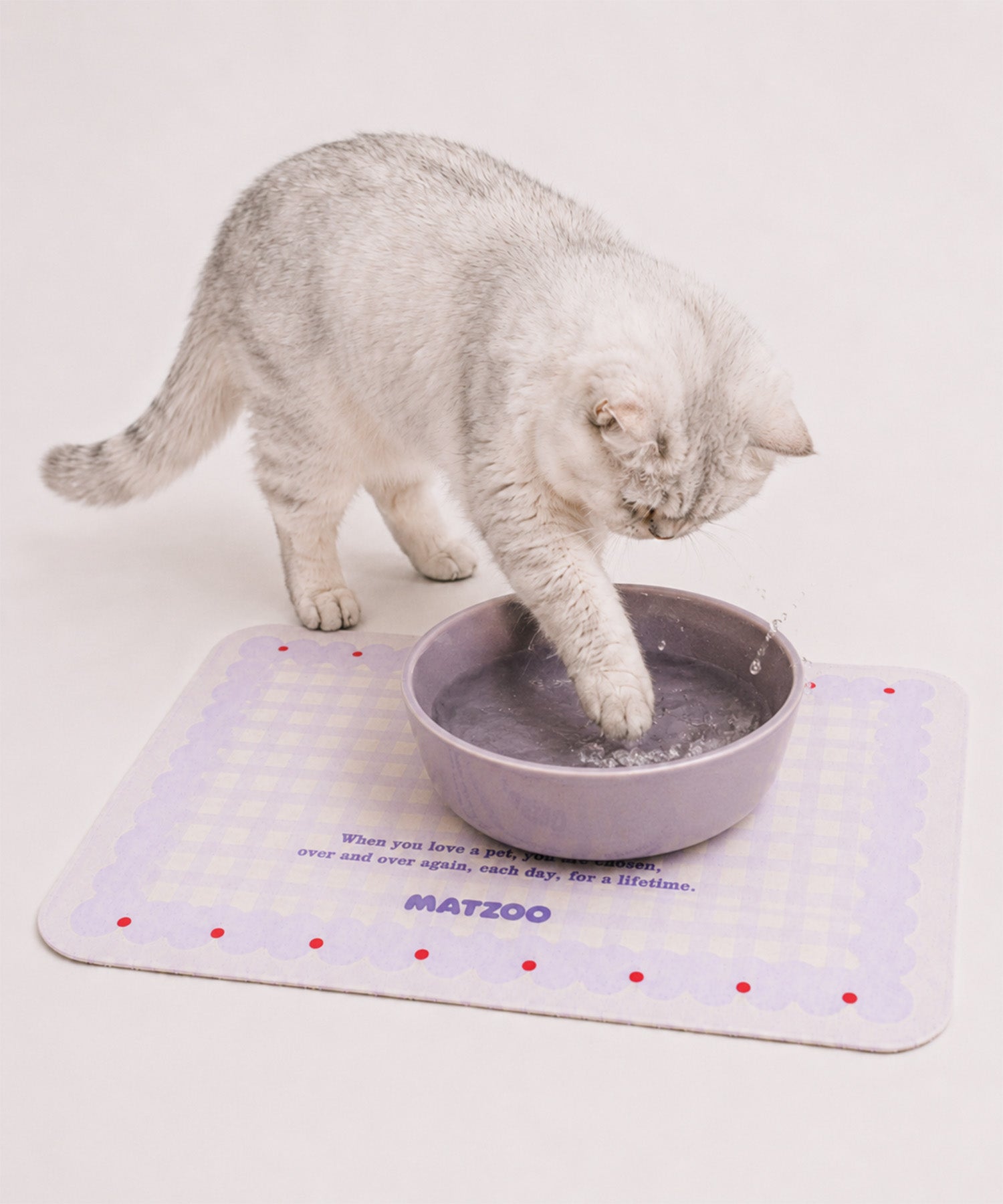 カラフルチェック ペット用食事マット（30×40cm）