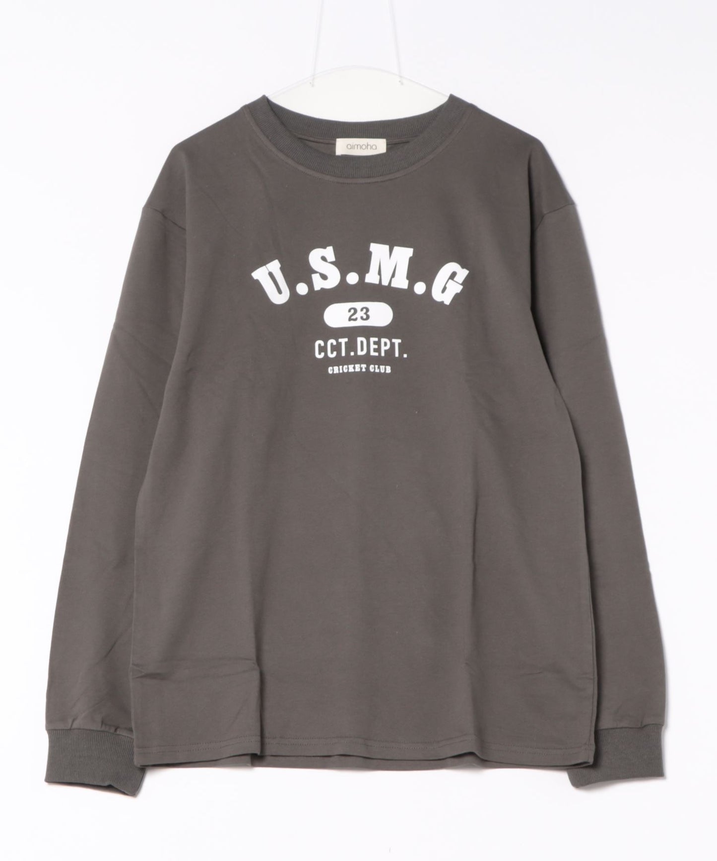 aimoha/カレッジロゴ長袖Tシャツ