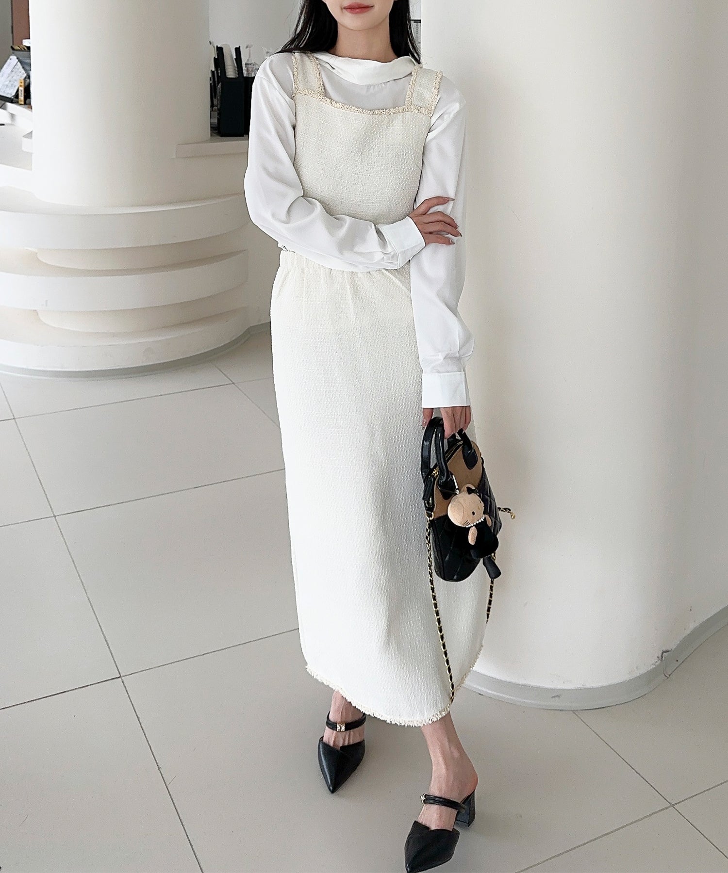 【Jasmine】ツイード調キャミソール＋ロングスカート