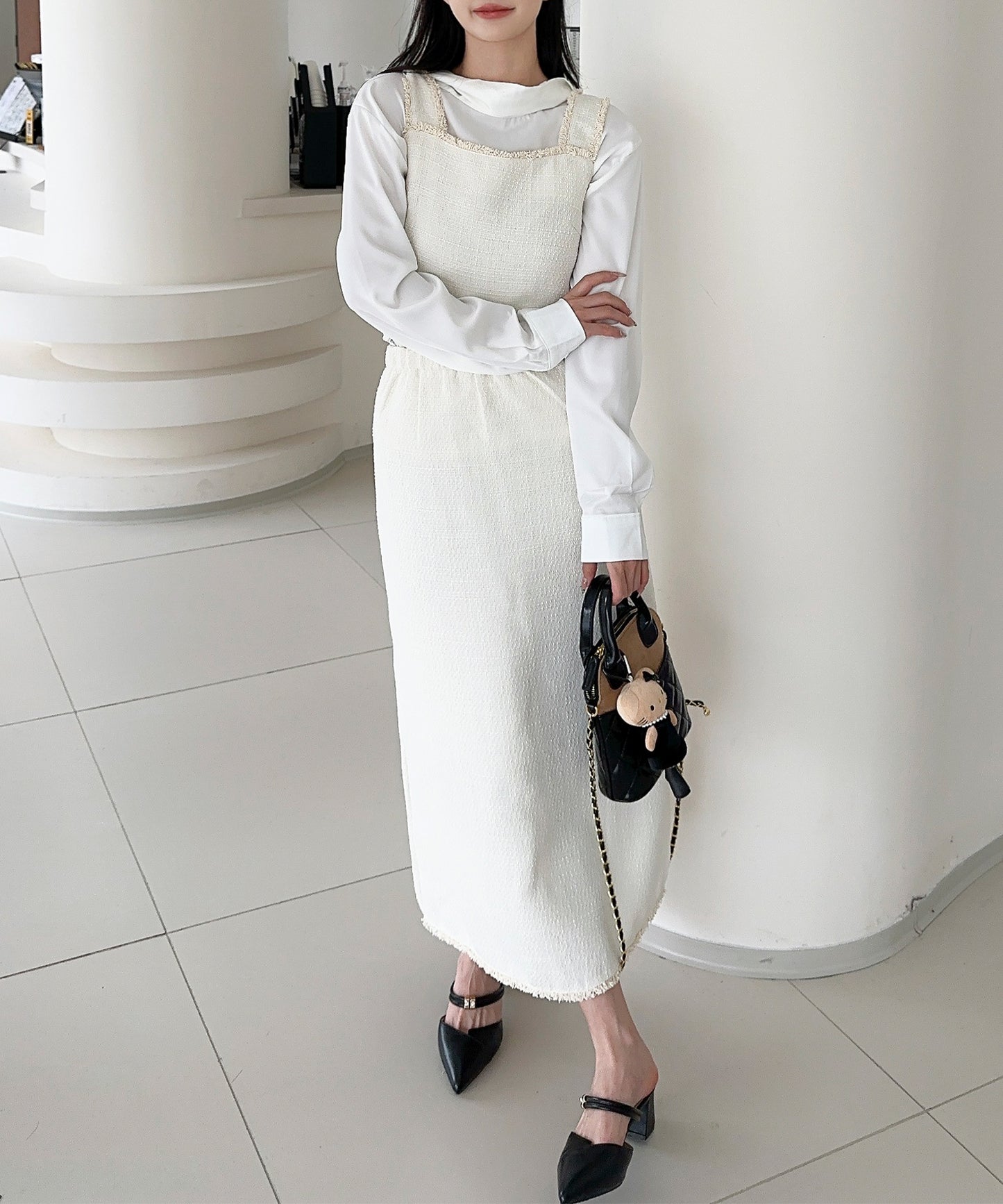 【Jasmine】ツイード調キャミソール＋ロングスカート