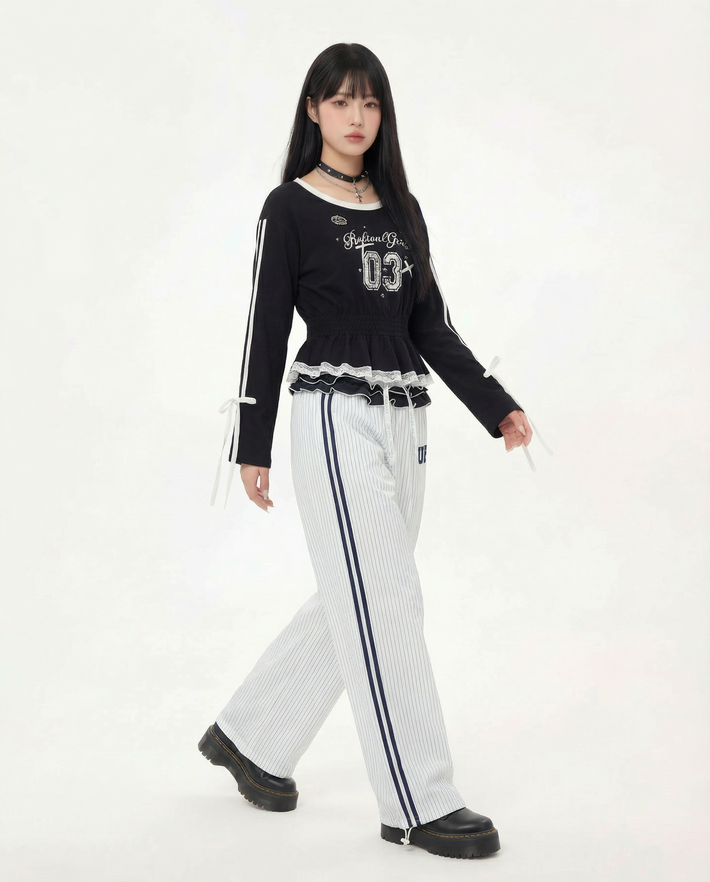 HOOK for girls リボン×ナンバーーリングロゴ　ロンT