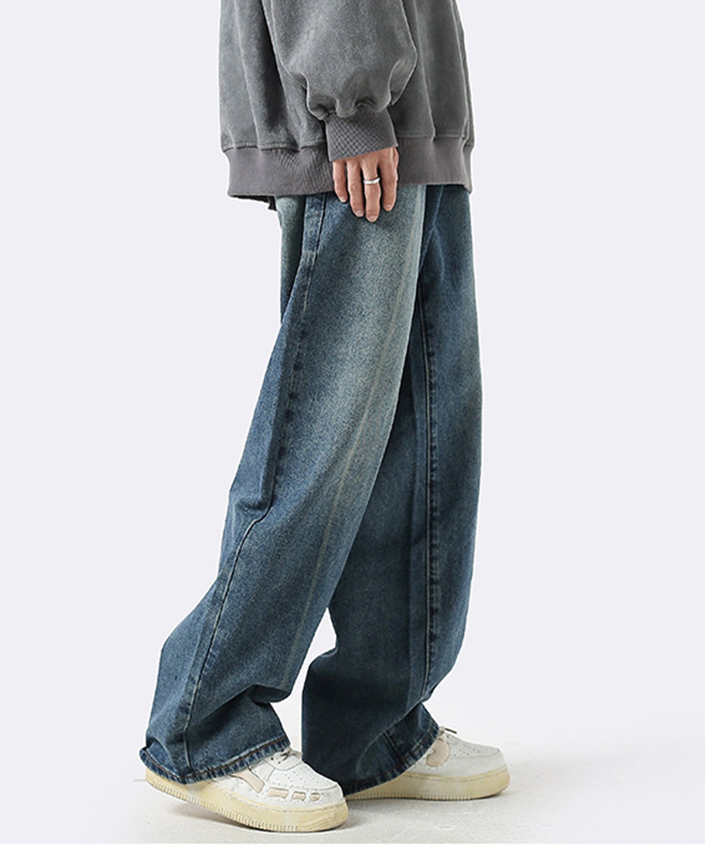 [ aimoha Men's ] Wide loose denim