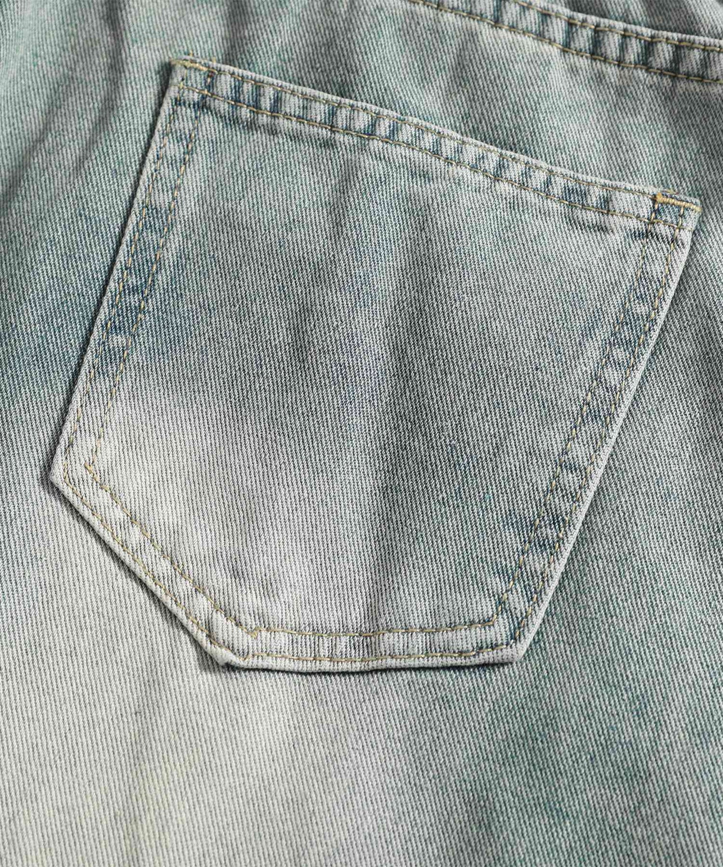 HOOK マッシュルーム刺繍 バレルレッグデニム　チェックベルト付き
