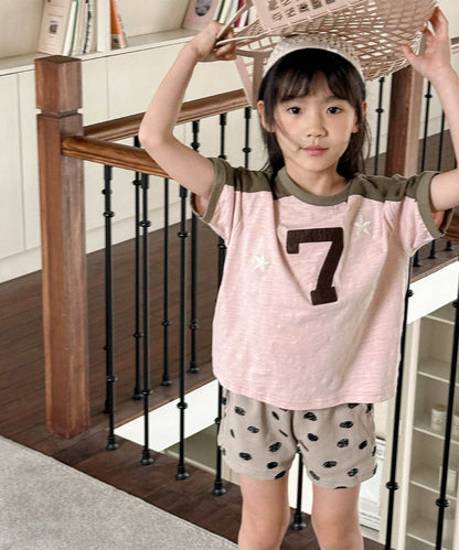 【aimoha-KIDS-】ナンバープリントラグランTシャツ