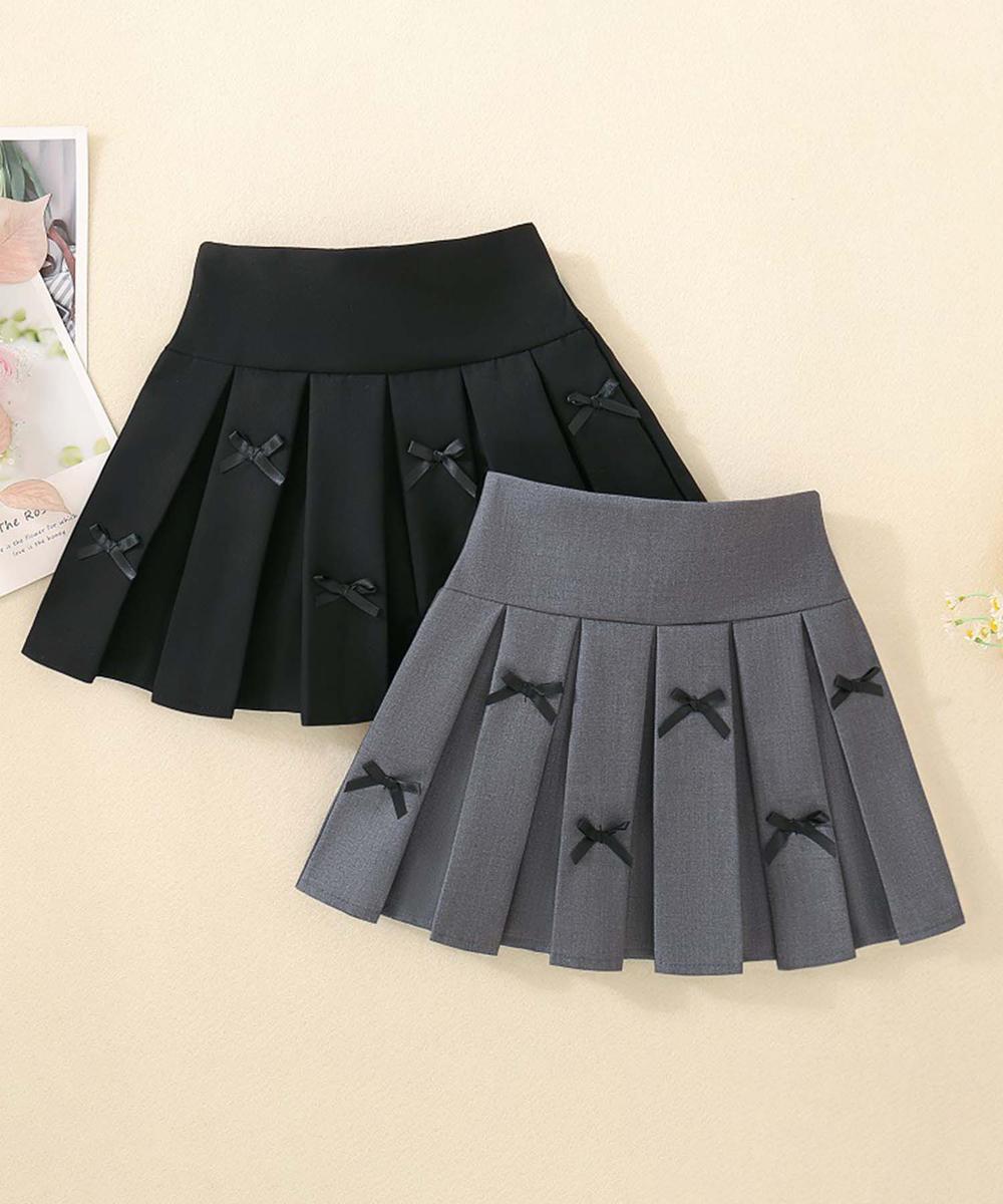 【aimoha-KIDS-】リボンプリーツスカート