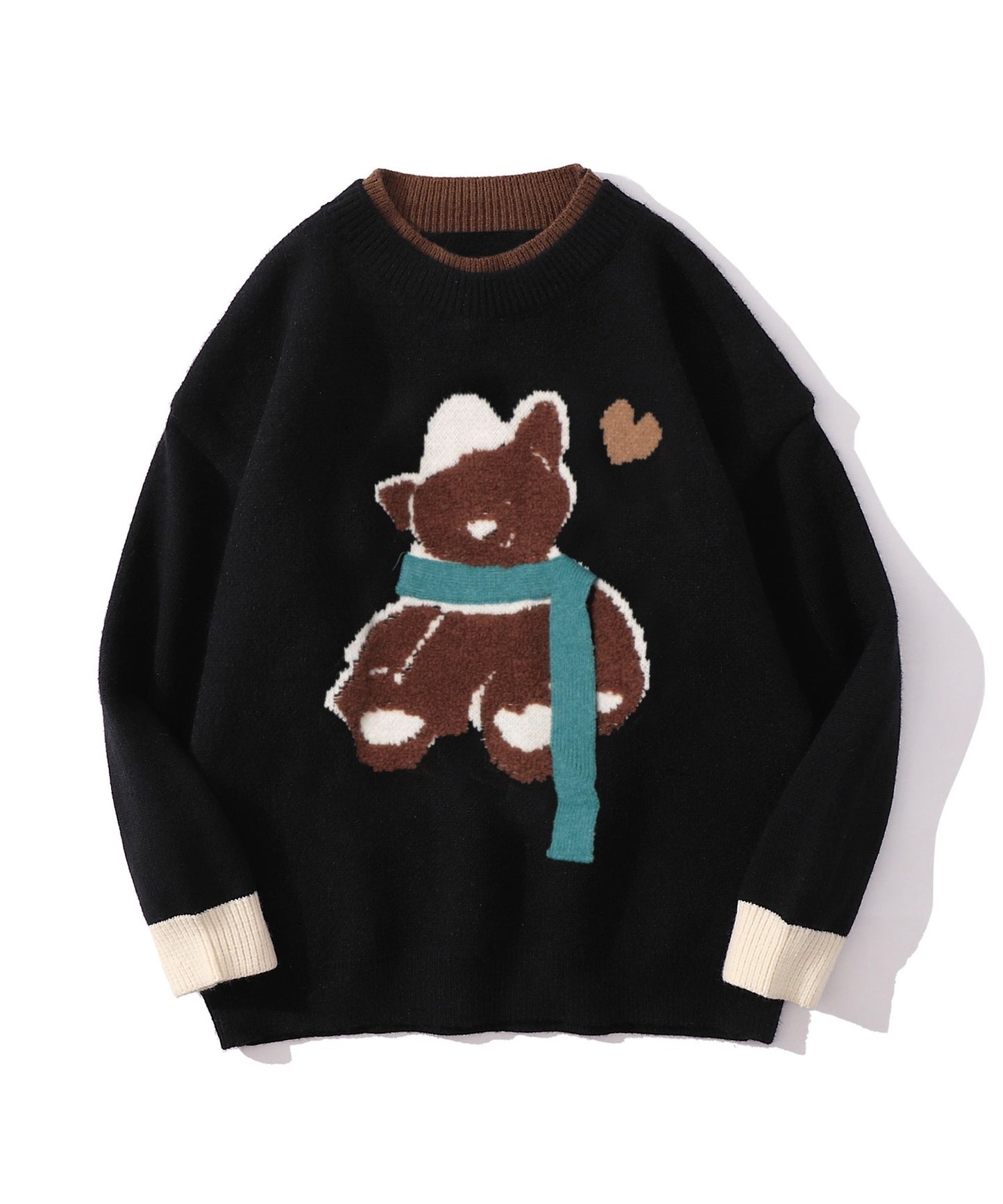 【HOOK】マフラーを巻いているクマニット風スウェット (AW)