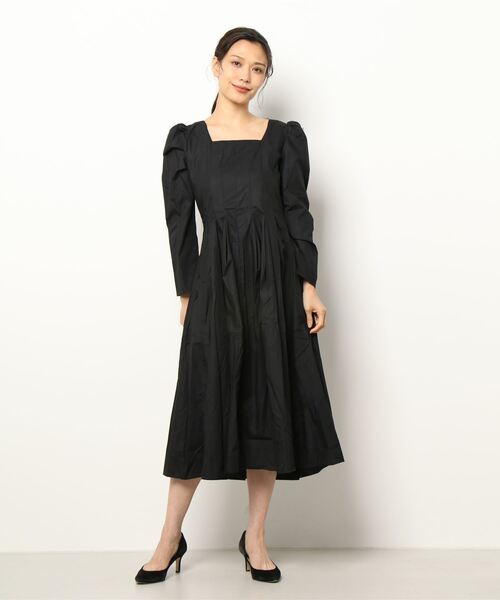 【Jasmine】スクエアネックパワショルロングワンピース
