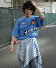 HOOK- アメカジ風ワッペン刺繍半袖TEE