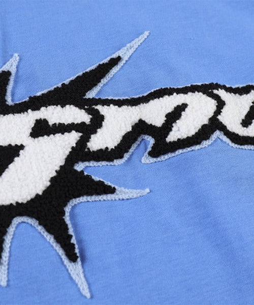 HOOK- アメカジ風ワッペン刺繍半袖TEE