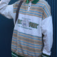 [HOOK -original-] American casual vintage style printed border switching polo collar sweatshirt