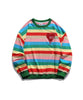 [HOOK -original-] Melting heart embroidery rainbow border ringer sweatshirt