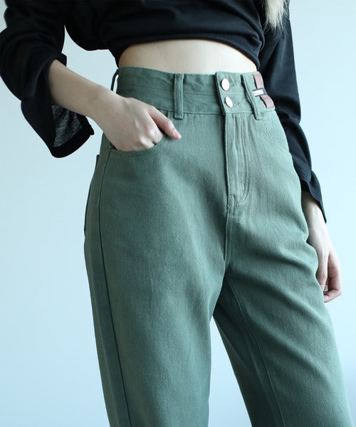 【Jasmine】２ボタンハイウエストストレートワイドデニムパンツ