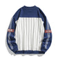 [HOOK -original-] American casual college style baseball print striped sweatshirt
