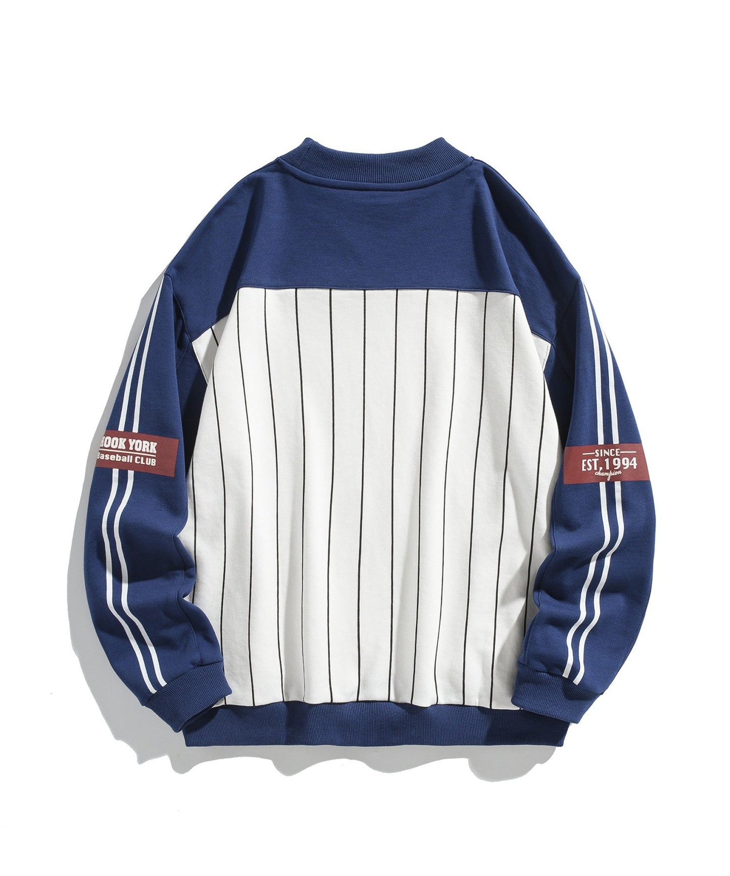 [HOOK -original-] American casual college style baseball print striped sweatshirt