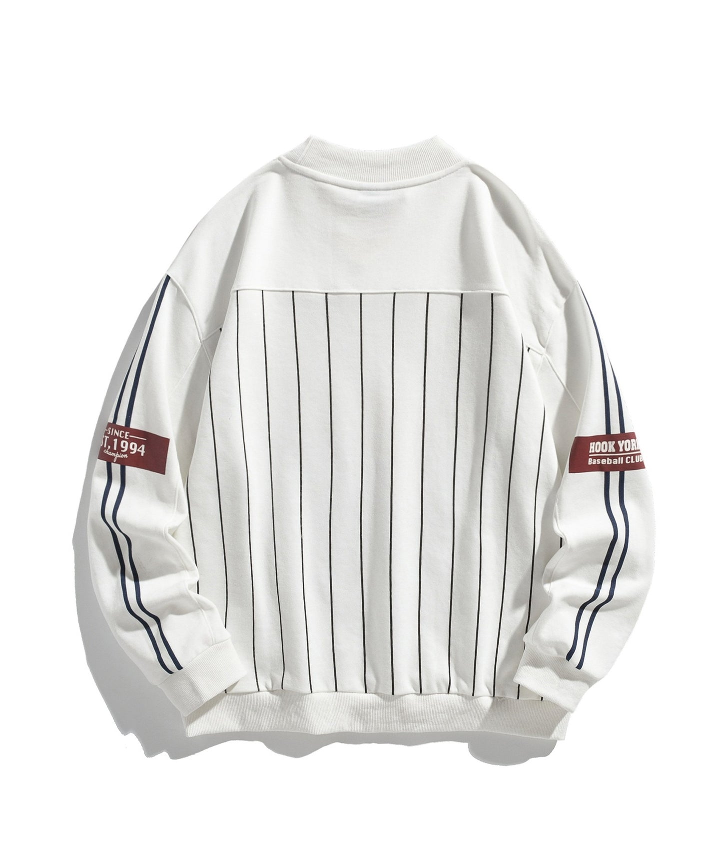 [HOOK -original-] American casual college style baseball print striped sweatshirt