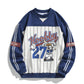 [HOOK -original-] American casual college style baseball print striped sweatshirt