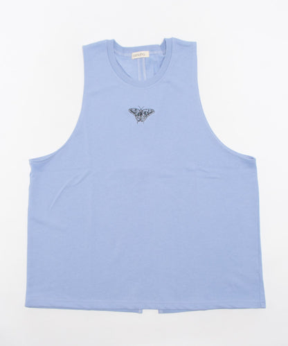 aimohaオリジナル蝶々クラゲ刺繍刺繍バックスリットカットソーベスト