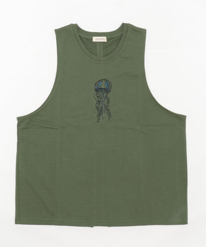 aimohaオリジナル蝶々クラゲ刺繍刺繍バックスリットカットソーベスト