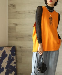 aimohaオリジナル蝶々クラゲ刺繍刺繍バックスリットカットソーベスト